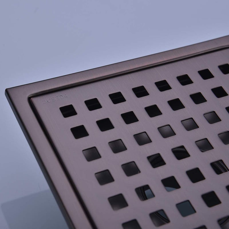Orhemus 6 inch Stainless Steel Square Shower Floor Drain with Threaded Adapter, Removable Cover Grid Grate, Brushed Bronze Finished - Image 4